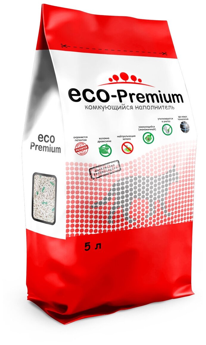 Наполнитель ECO Premium Blue комкующийся древесный без запаха для кошек (5 л, 1,9 кг, Синий) - фотография № 1