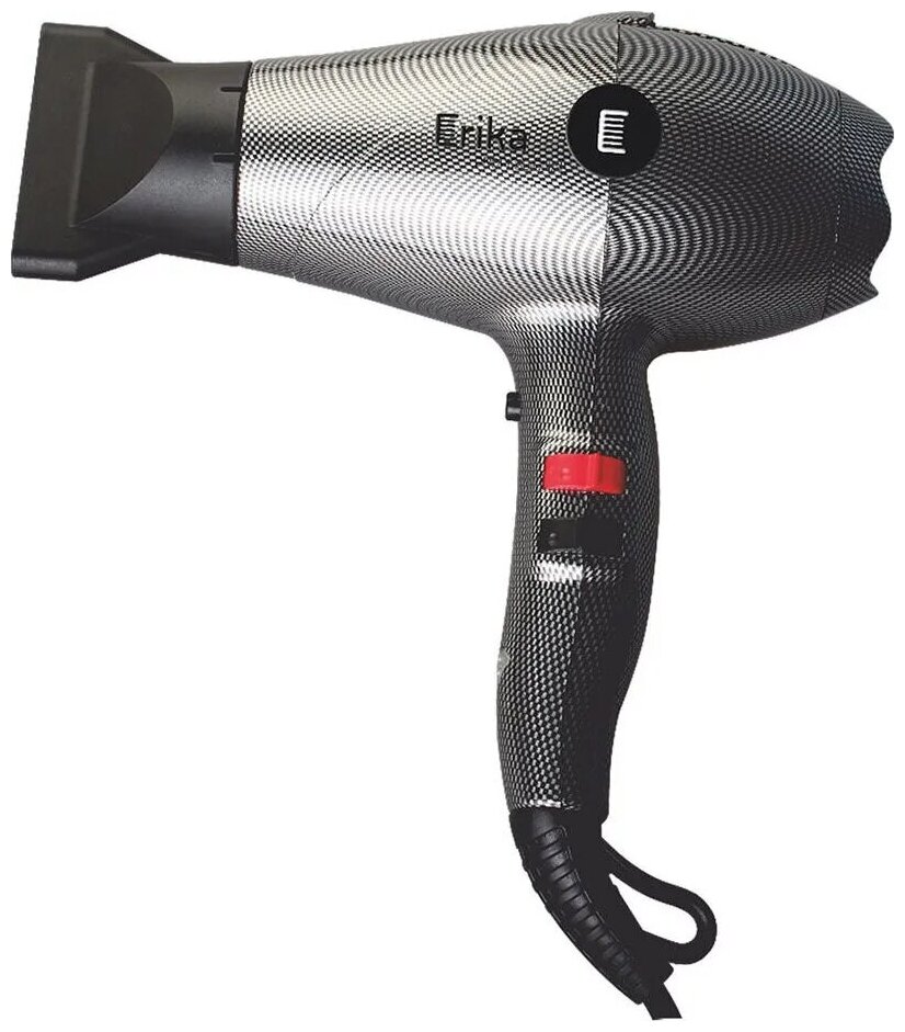 Фен с иониз. потока ERIKA PROFESSIONAL HDR-002B, 2000 Вт, 19 м/с, 2,7 м, конц. + дифф., Синий бриз