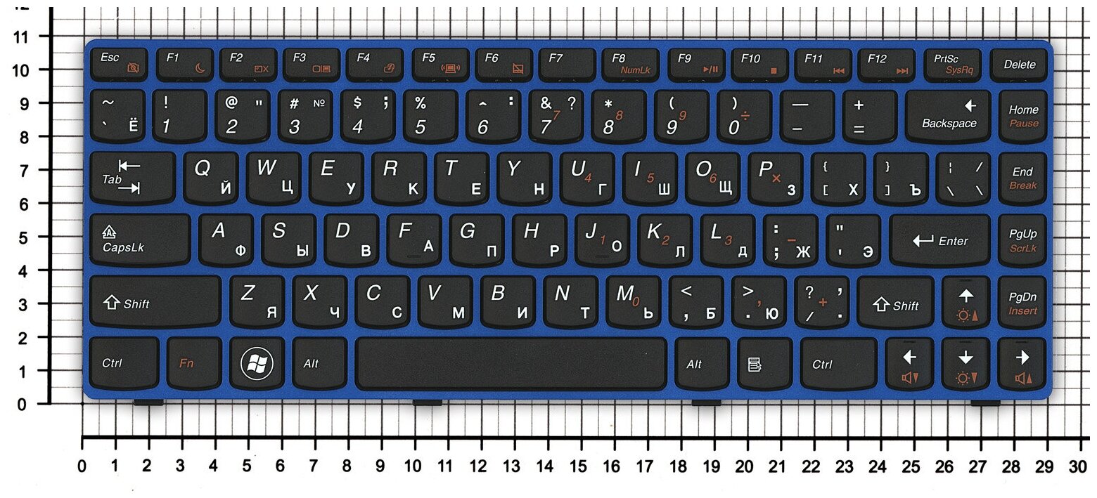 Клавиатура для ноутбука Lenovo IdeaPad Z370A русская черная с синей рамкой