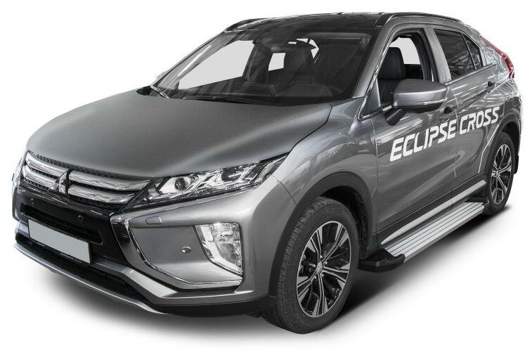 Пороги алюминиевые с площадкой "SILVER" (арт F180AL40071) MITSUBISHI Eclipse Cross 2018- н в