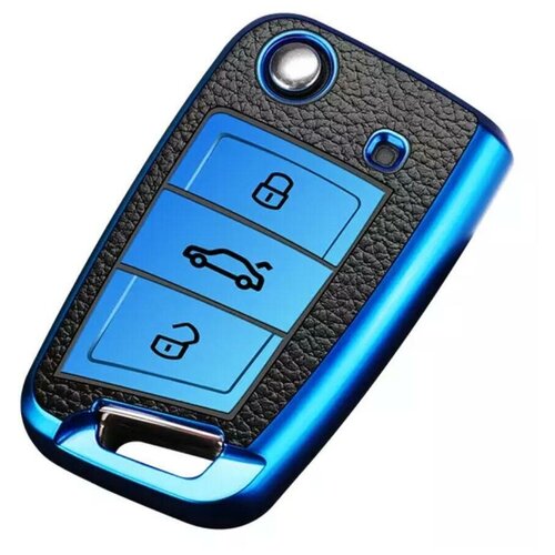 фото Чехол на выкидной ключ tpu skoda volkswagen blue daspart