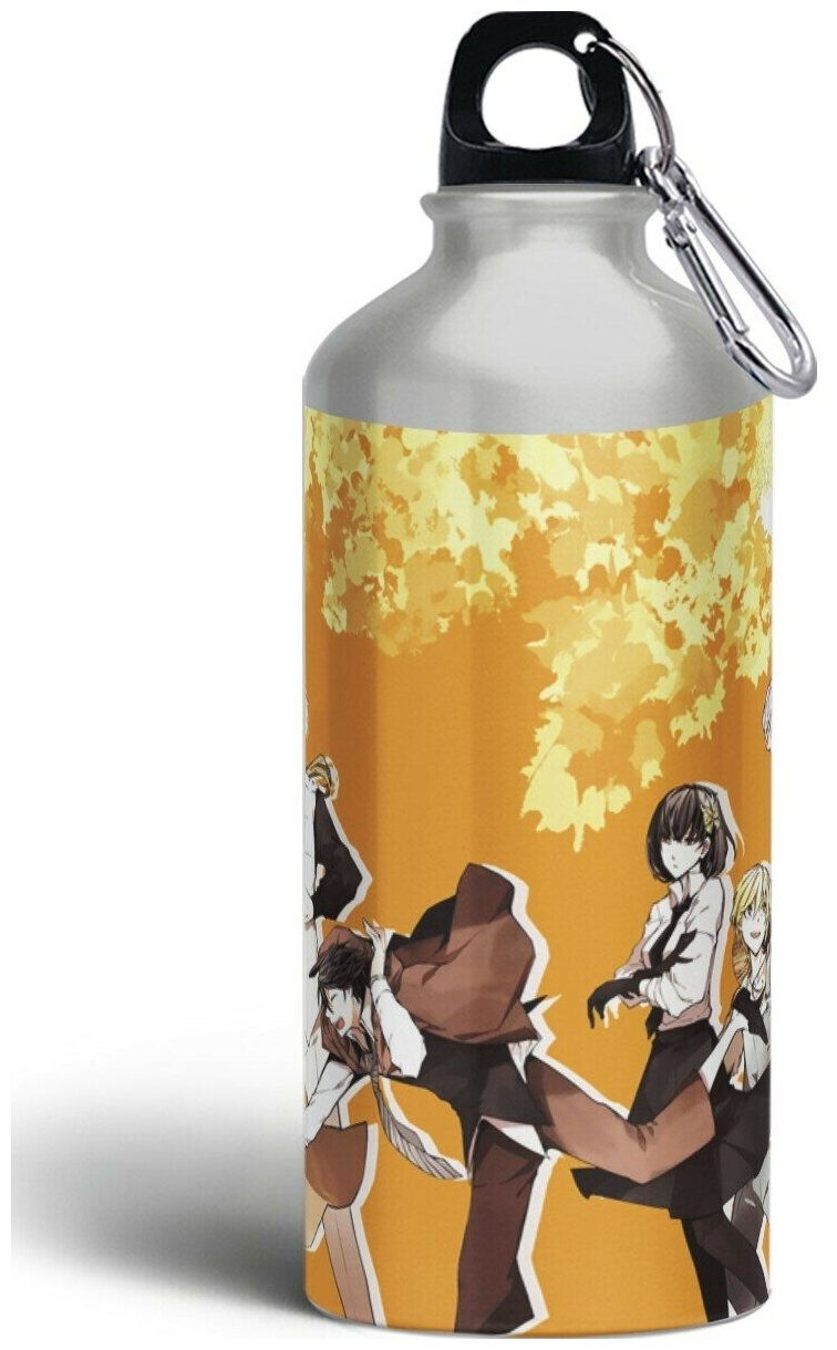 Бутылка спортивная/туристическая фляга аниме великий из бродячих псов (ацуси, осаму, мори огай) - 5856