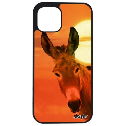 фото Защитный чехол на мобильный // iphone 12 // "осел" лошак упрямый, utaupia, оранжевый