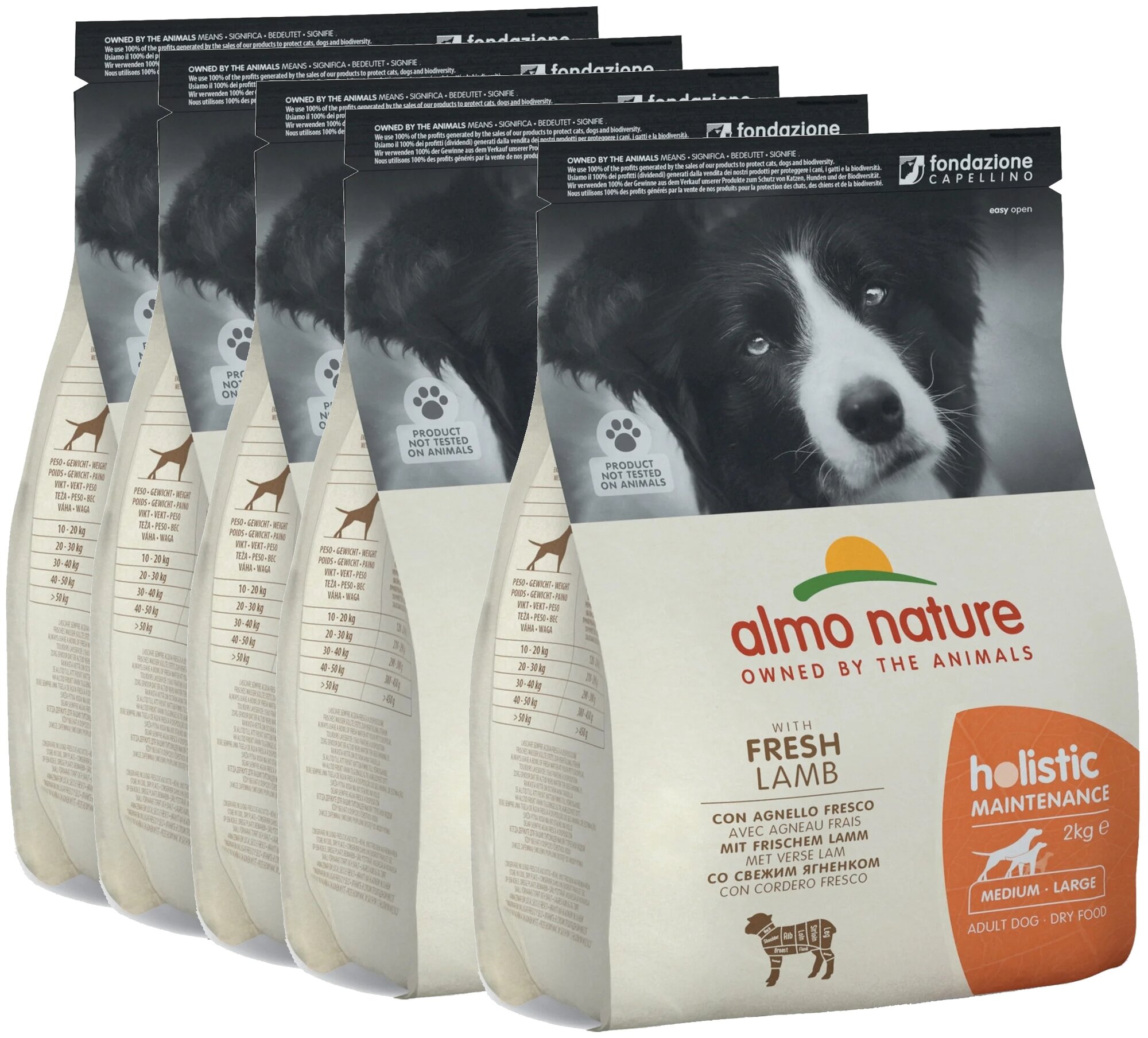Almo Nature Для Взрослых собак с Ягненком (Holistic - Medium&Lamb) 2 кг х 5 шт.