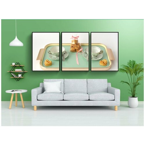 фото Набор модулных постеров для интерьера "чай, печенье, поднос" 60x90 см. в тубусе, без рамки lotsprints