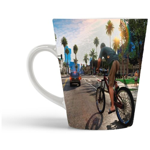 фото Кружка-латте coolpodarok гта gta grand theft auto (мужчина на велике)