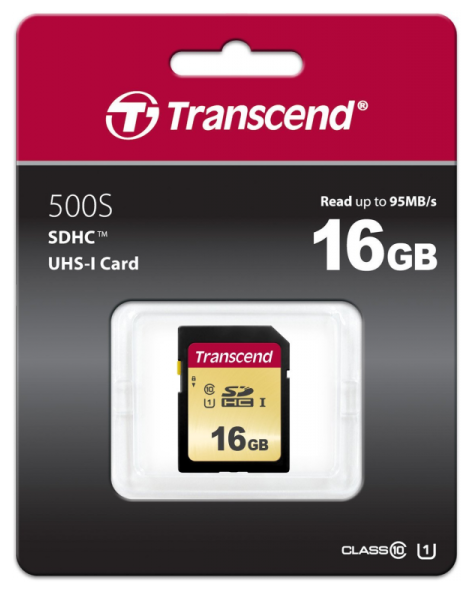 SecureDigital 16Gb Transcend TS16GSDC500S {SDHC Class 10, UHS-I U1, MLC}