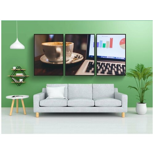 фото Набор модулных постеров для интерьера "бизнес, работающий, кафе" 60x90 см. в тубусе, без рамки lotsprints