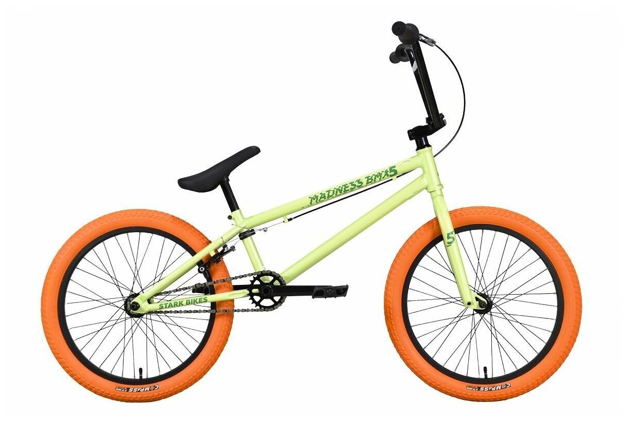 Велосипед Stark Madness BMX 5 (2023) 9" оливковый/зеленый/оранжевый