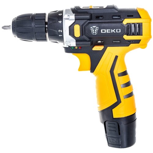 Аккумуляторная дрель 12В набор 63 инструмента в кейсе Deko DKCD12FU-Li 20Ahx2 63 tools case 736600₽