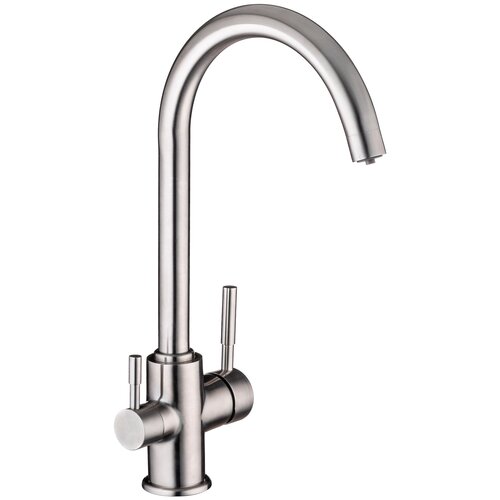 Смеситель для кухни с отдельным каналом для фильтрованной воды, полированная нержавеющая сталь, L11024