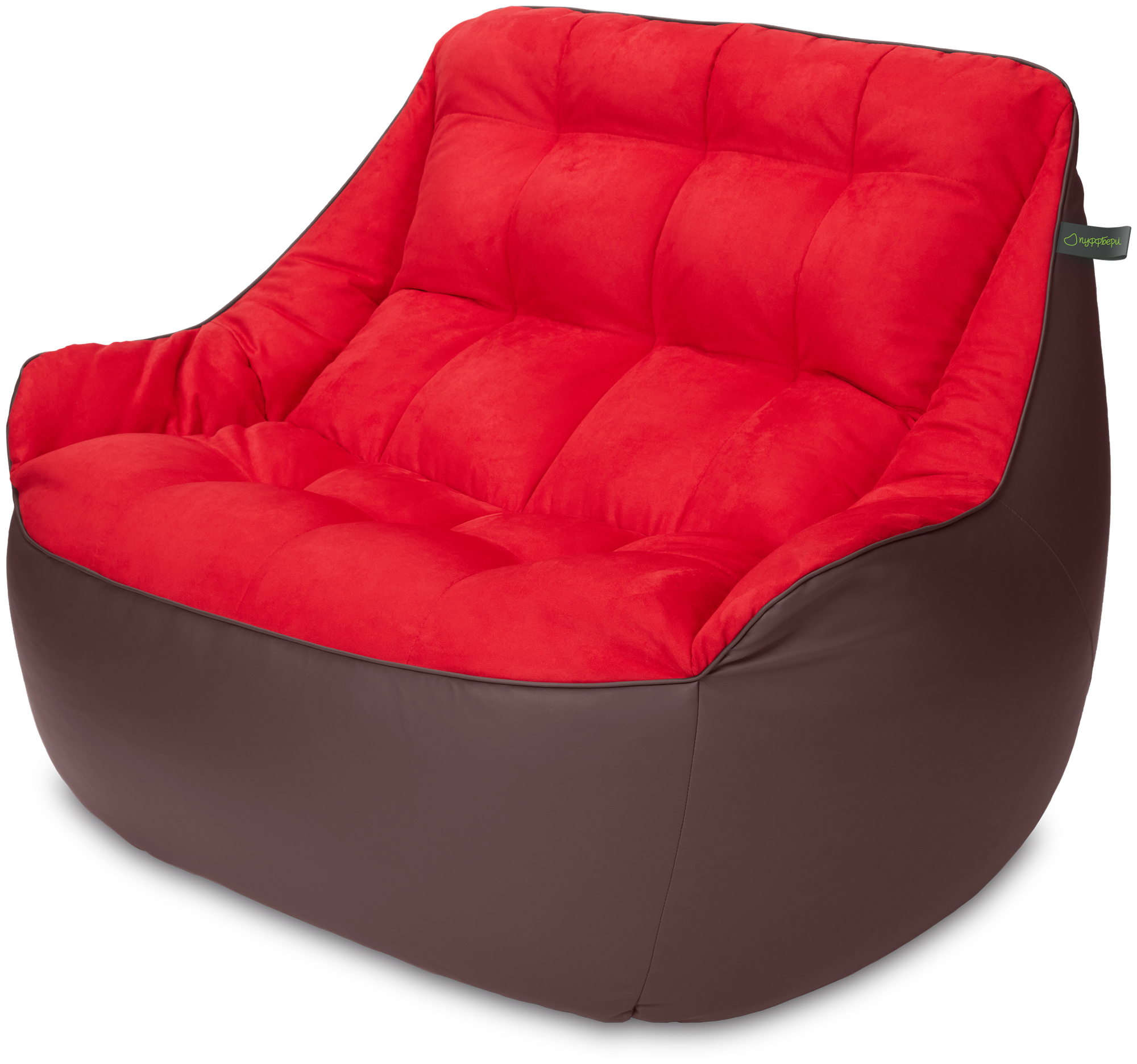 Кресло мешок «Диван Босс», эко-кожа и велюр, Коричневый и красный - фотография № 2