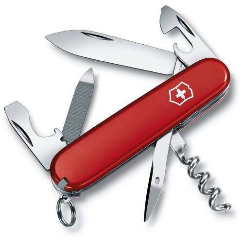 Нож складной VICTORINOX Sportsman, 84 мм, 13 функций, лезвие и инструменты из нержавеющей стали, рукоять из красного пластика токарные лезвия wnmg080404 ha pc9030 высококачественная нержавеющая сталь 100% оригинальные карбидные лезвия для внешних токарных инструментов