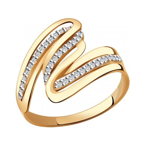 фото Золотое кольцо aquamarine 62679а с фианитом diamant-online