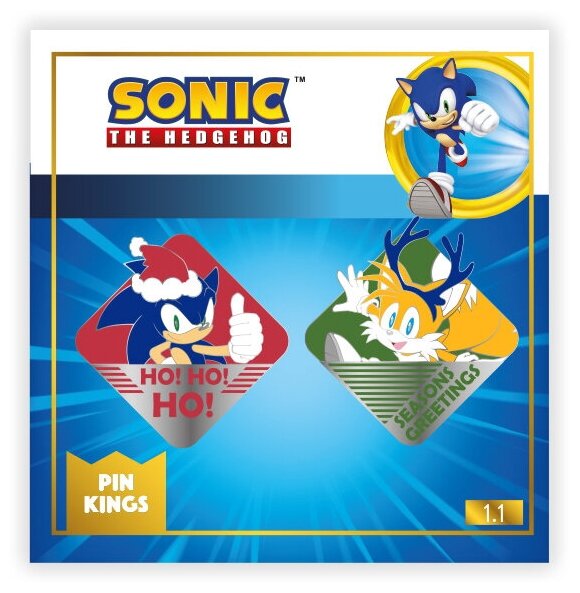 Набор значков Sonic The Hedgehog Modern Christmas 1.1 Pin Kings 2-Pack