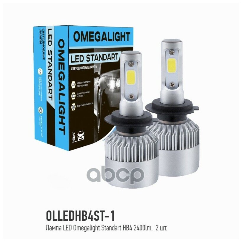 Лампа Светодиодная 12v Hb4 17w Omega Light Omegalight Standart 2 Шт. Картон Olledhb4st-1 OMEGALIGHTOLLEDHB4ST1