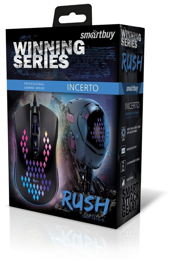 Проводная мышь игровая SmartBuy Rush SBM-741G-K Black