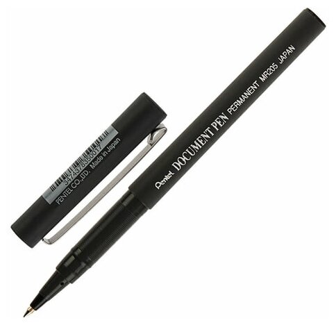 Ручка-роллер PENTEL (Япония) "Document Pen", комплект 5 шт., черная, корпус черный, узел 0.5 мм, линия письма 0.25 мм, MR205-A