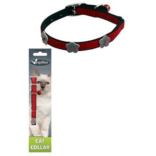 Papillon Reflective velvet cat collar 10mm х 28cm для кошек светоотражающий красный 10мм-28см papillon китти adjustable cat collar 10 mm x 21 33 cm kitty cat для кошек оранжевый 10мм 21 33см