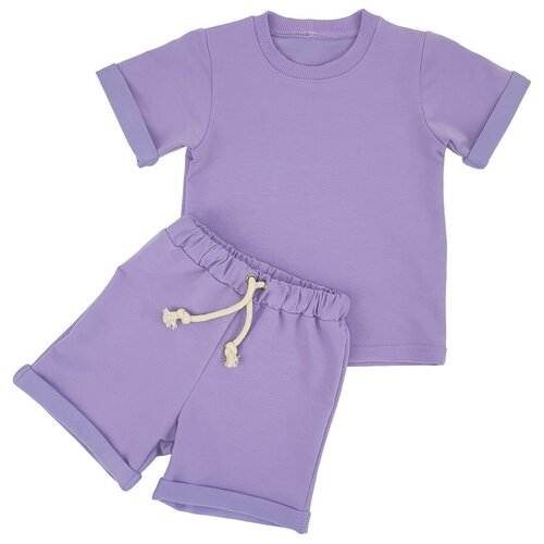 Комплект одежды Стеша, футболка и шорты, повседневный стиль, размер 30 (116-122), фиолетовый