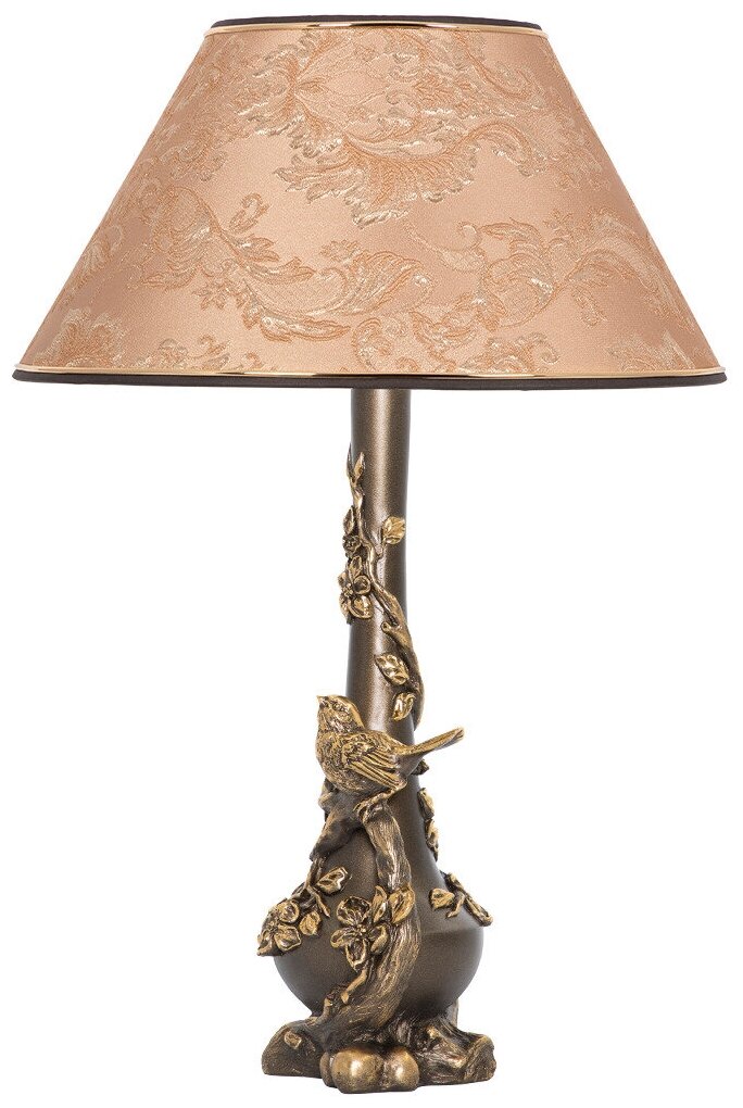 Настольная лампа Bogacho Терра бронзовая со светло-коричневым абажуром Каледония