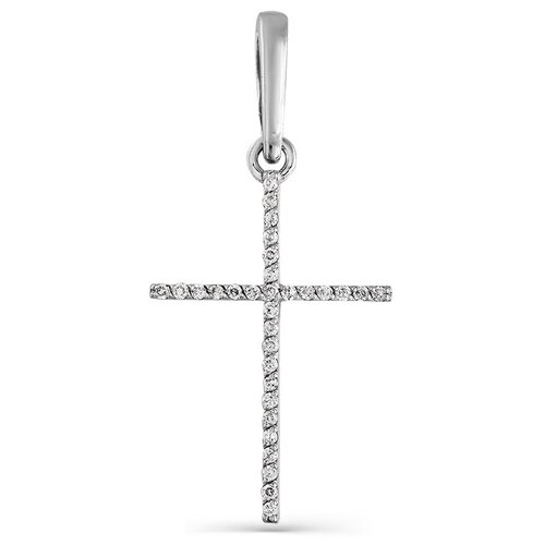 Крестик Master Brilliant, красное золото, 585 проба, бриллиант, серебристый