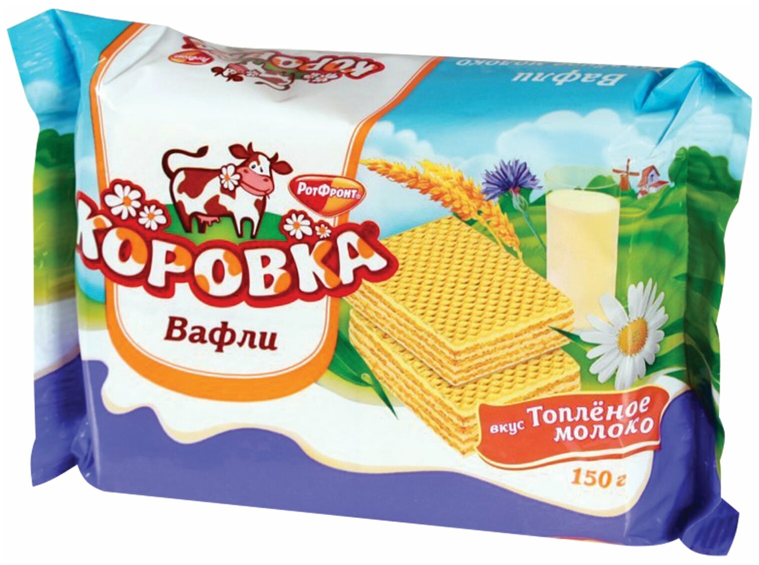 Вафли РОТ фронт "Коровка", топленое молоко, 150 г, пакет, РФ06638 - фотография № 2