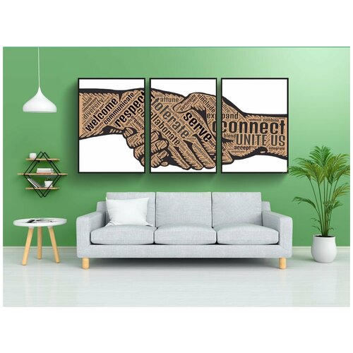 фото Набор модулных постеров для интерьера "рукопожатие, внимание, сотрудничать" 60x90 см. в тубусе, без рамки lotsprints