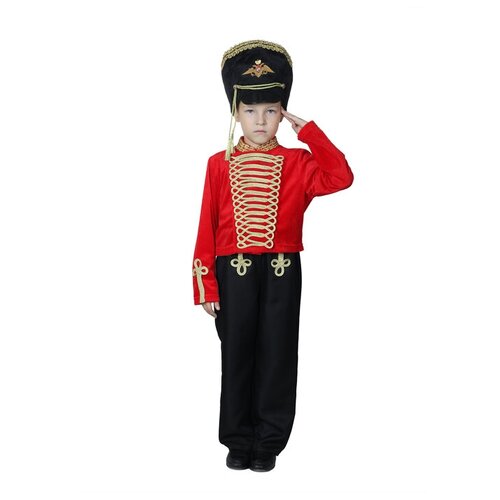 фото Карнавальный костюм "гусар", китель, кивер, штаны, р-р 30, рост 110-116 см страна карнавалия