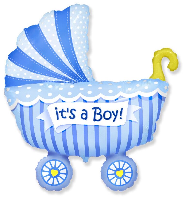 Шар (35'/89 см) Фигура, Коляска для мальчика, Голубой, 1 шт
