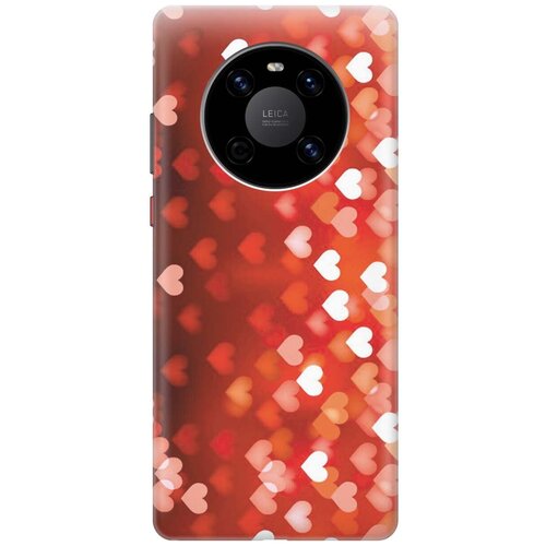 фото Ультратонкий силиконовый чехол-накладка для huawei mate 40 с принтом "бокэ из красных сердечек" gosso