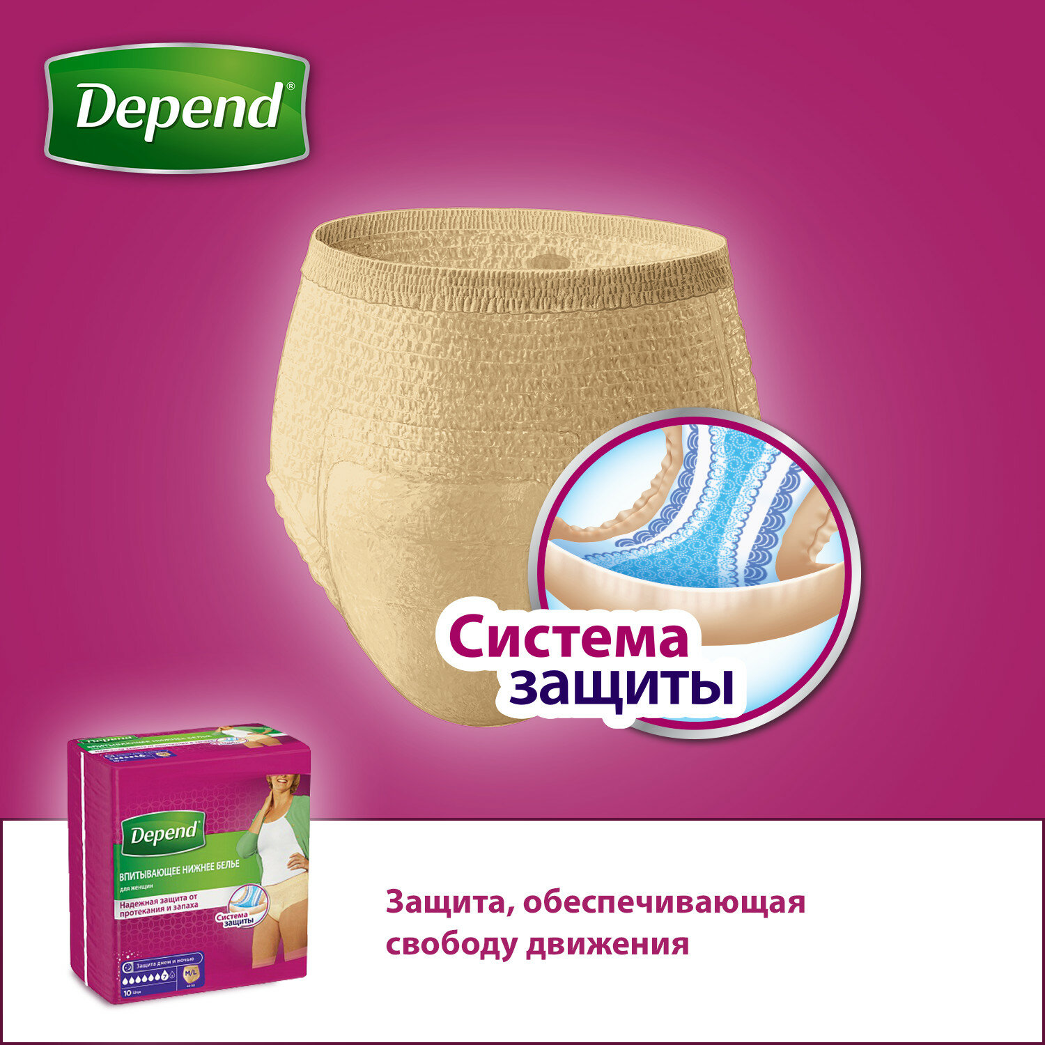 Трусы женские Depend Одноразовые впитывающие L/XL - фото №2