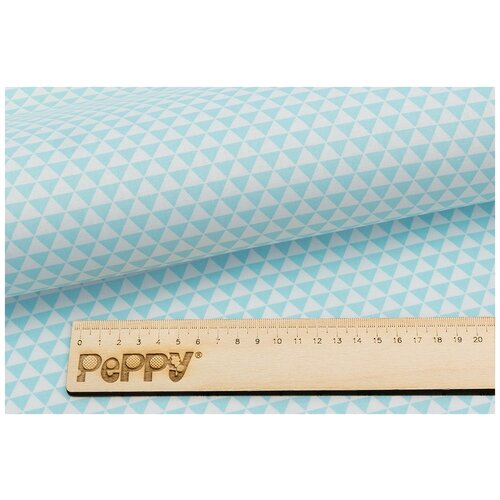 Ткань PePPY БАБУШКИН СУНДУЧОК для пэчворка фасовка 140 г/кв.м треугольники голубой 0.5 м 0.55 м 140 г/м²