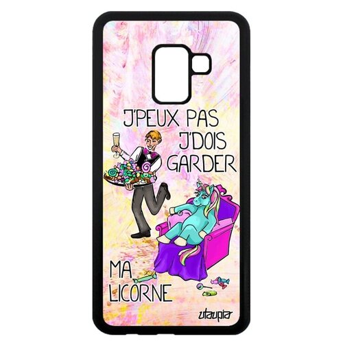 фото Новый чехол на смартфон // galaxy a8 2018 // "не могу - сижу с единорогом!" надпись юмор, utaupia, светло-розовый