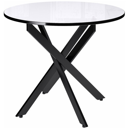 Стол DikLine Rs90 черный/стекло белое optiwhite (кромка черная)/опоры YR черные