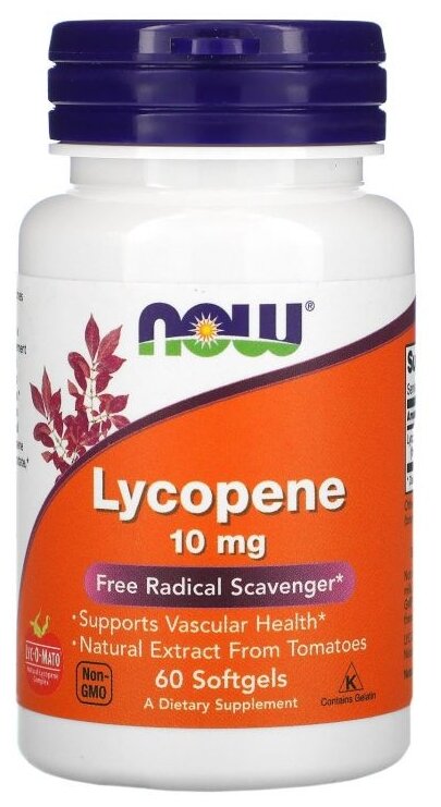 Капсулы NOW Lycopene 10 мг, 80 г, 10 мг, 60 шт.
