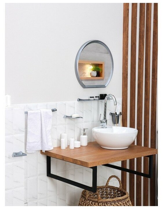 Набор для ванной комнаты Verona, цвет металлик - фотография № 6