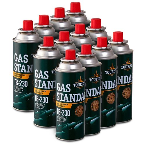 фото Баллон газовый цанговый tourist standard 220г, комплект 12шт.