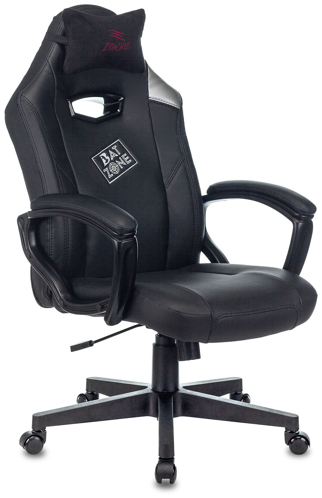 Кресло игровое Zombie HERO BATZONE черный, экокожа / Компьютерное геймерское кресло, крестовина пластик
