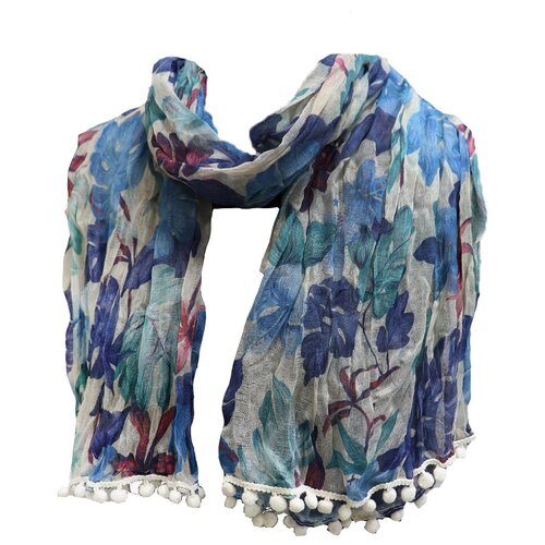 фото Шарф crystel eden,180х60 см, синий, серый