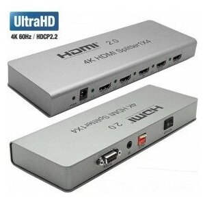 Orient переходник HDMI 4K Splitter HSP0104H-2.0 1->4 HDMI 2.0 3D UHDTV 4K 60Hz 3840x2160 HDTV1080p HDCP2.2 EDID управление RS232 порт IR