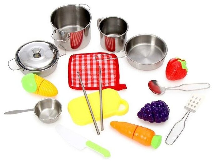 Набор металлической посуды "Повар" 15 предметов, для детей и малышей