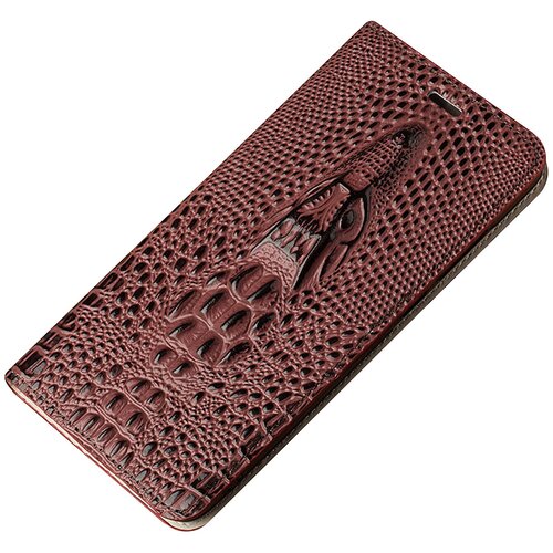 фото Чехол-книжка mypads premium для iphone 7 plus + 5.5 product red special edition из натуральной кожи с объёмным 3d рельефом головы кожи крокодила роскошный эксклюзивный цвет красное вино