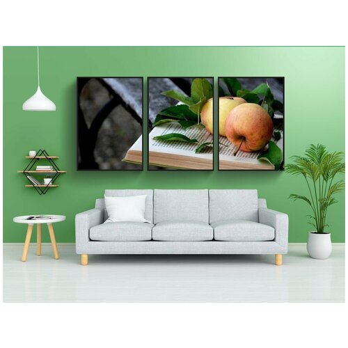 фото Набор модулных постеров для интерьера "яблоки, банк, книга" 60x90 см. в тубусе, без рамки lotsprints