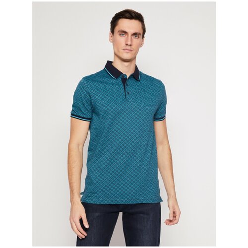 фото Футболка-поло с принтом, цвет бирюзовый, размер s zolla