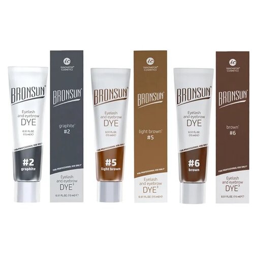 bronsun набор крем красок для бровей и ресниц 3 оттенка 3 graphite 4 chestnut 5 light brown 15 мл Bronsun Набор красок для бровей и ресниц 3 цвета, 2 graphite / 5 light brown / 6 brown, 15 мл