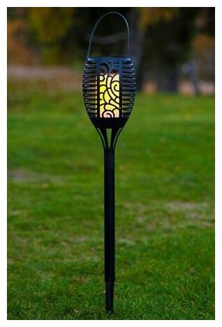 Садовый светильник - фонарь Solar фламенко на солнечной батарее, три в одном, 25 жёлтых LED-огней с эффектом живого плам