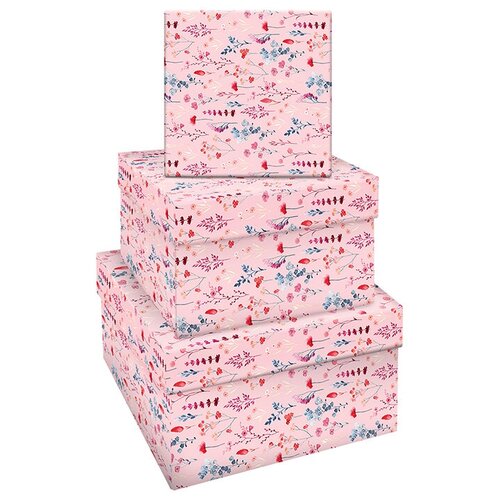 фото Набор квадратных коробок 3в1, meshu "pastel pink", (19,5*19,5*11-15,5*15,5*9см)