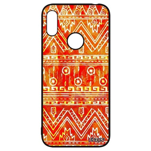 фото Дизайнерский чехол на телефон // huawei y6 2019 // "ацтекские мотивы" геометрический декор, utaupia, оранжевый