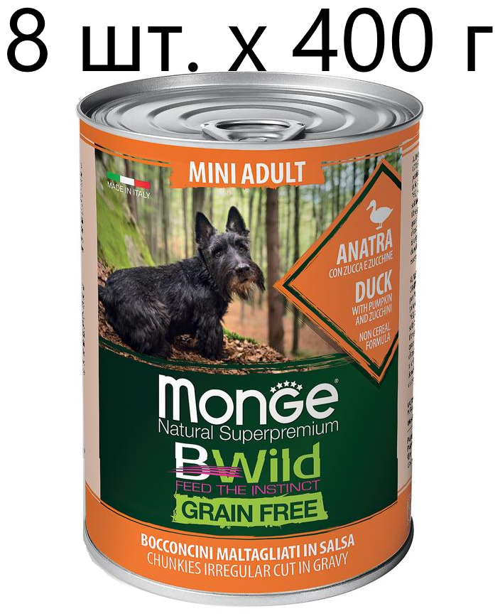     Monge Dog BWILD Grain Free Mini Adult ANATRA, , ,  ,  , 8 .  400  (  )